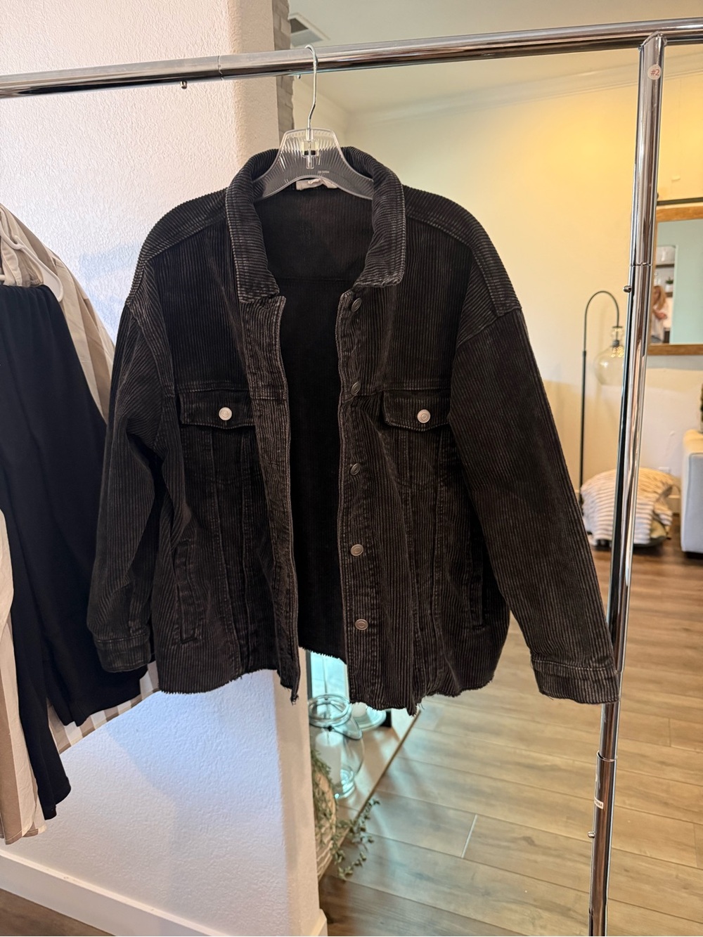 Newbury Kustom Black Corduroy Jean Jacket